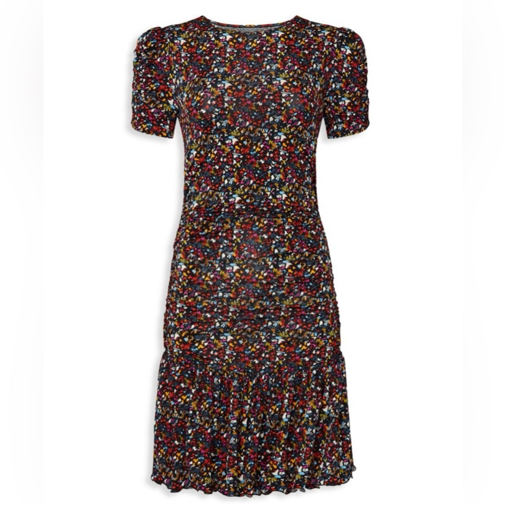 Tanya Taylor Multicolor Floral Effie Ruched Dress - size Medium - Picture 2 of 16